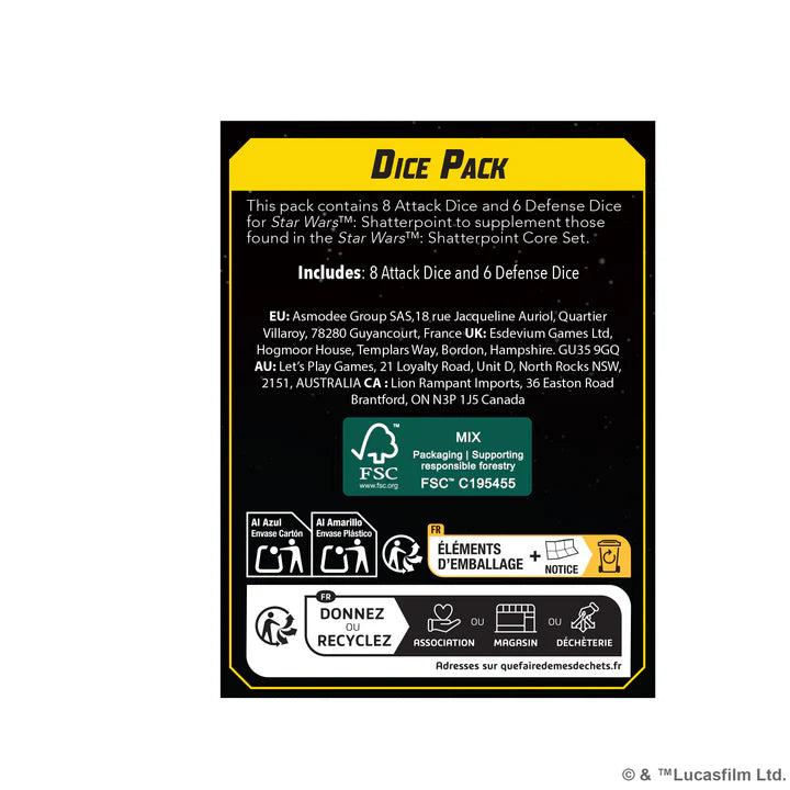 Star Wars Shatterpoint Dice Pack 2025