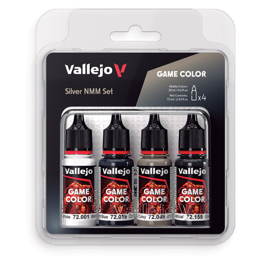 Vallejo Game Color Silver Non-Metallic Metal Set (4)