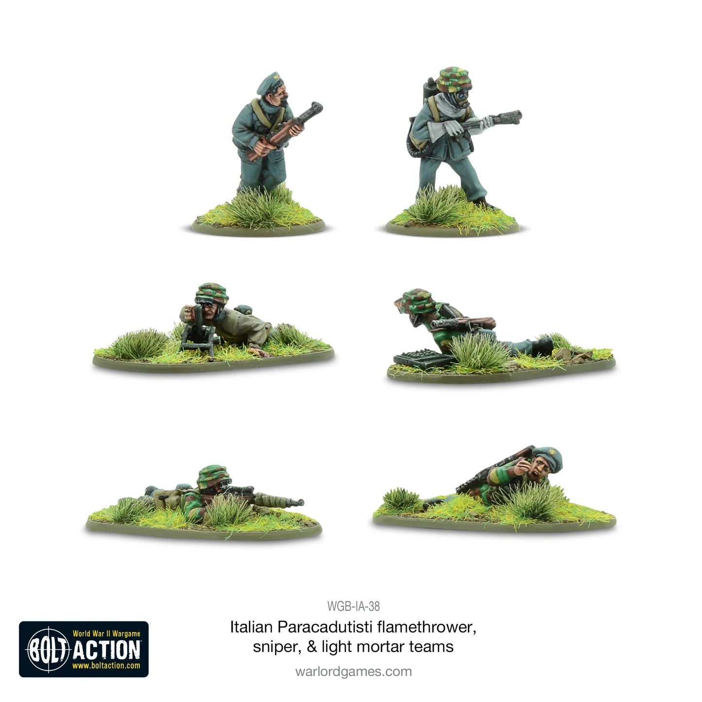 Bolt Action Italian Paracadutisti Flamethrower, Sniper & Light Mortar Teams