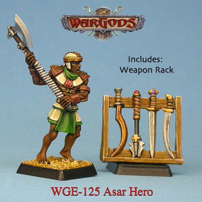 WarGods of Aegyptus Asar Hero With Battle-Axe & Weapon Rack
