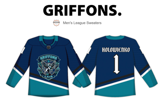 Griffons Lair Hockey Jersey - Style 1 Embroidered