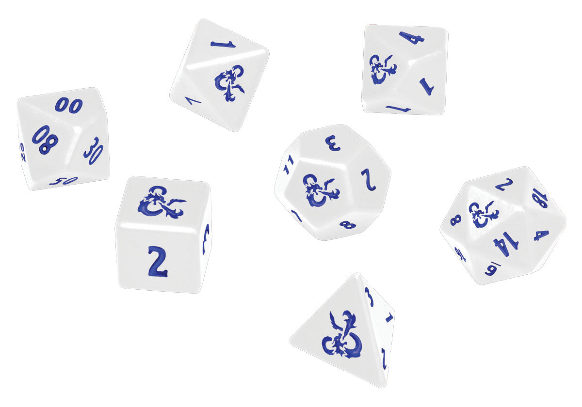 D&D: Icewind Dale Heavy Metal Poly White & Blue Dice Set (7)