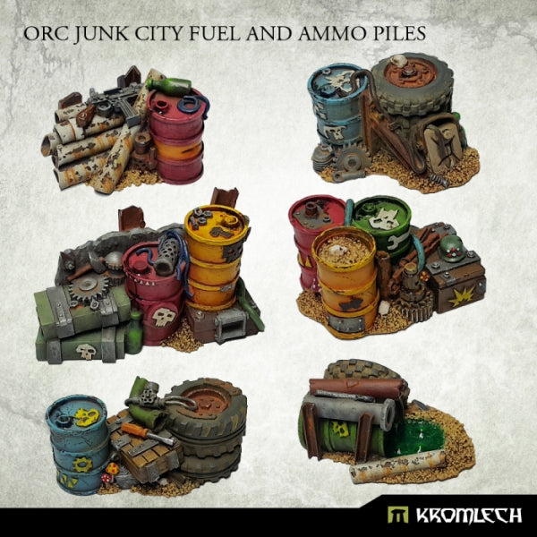 Kromlech Orc Junk City Fuel and Ammo Piles (6)