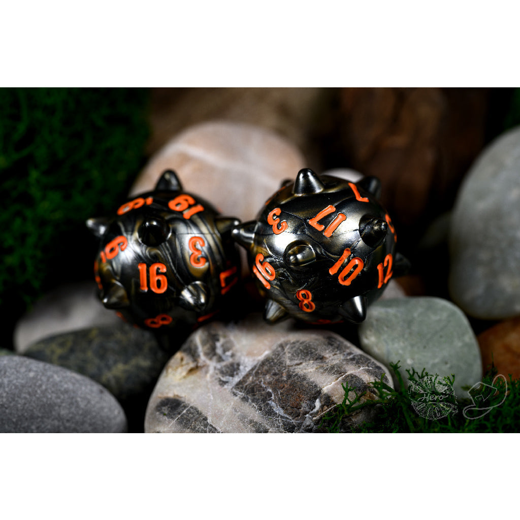 Polyhero Warrior 2D20 Spiked Balls Grey Steel