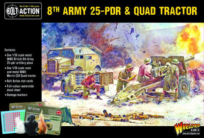 Bolt Action British 8th Army 25-PDR Light Artillery, Quad & Limber
