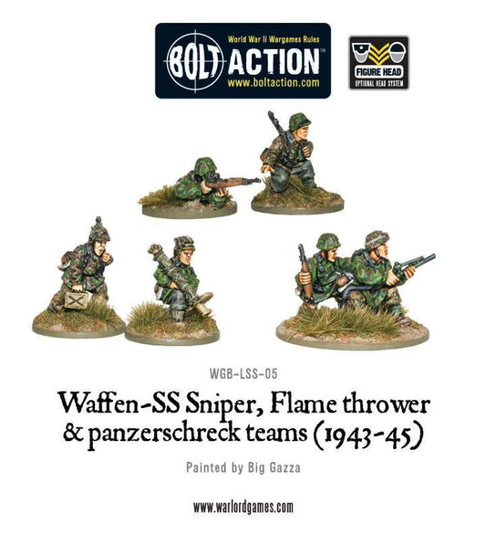 Bolt Action Waffen-SS Sniper, Flamethrower and Panzerschreck teams (1943-45)
