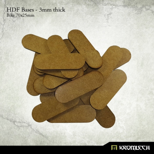 Kromlech HDF Bases 3mm Thick, Bike 70x25mm (20)