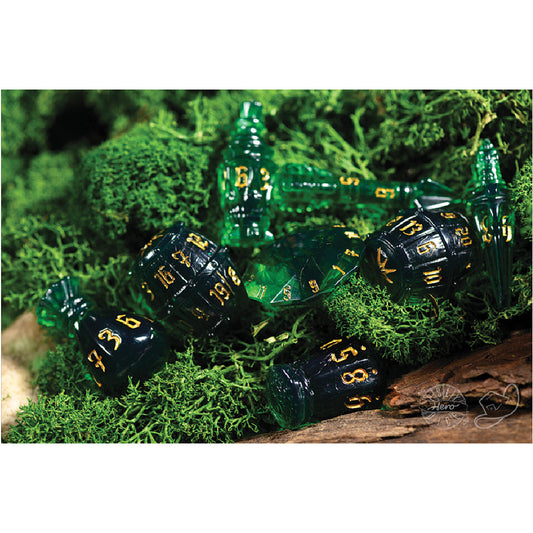 Polyhero Rogue 8 Dice Set Emerald Emissary